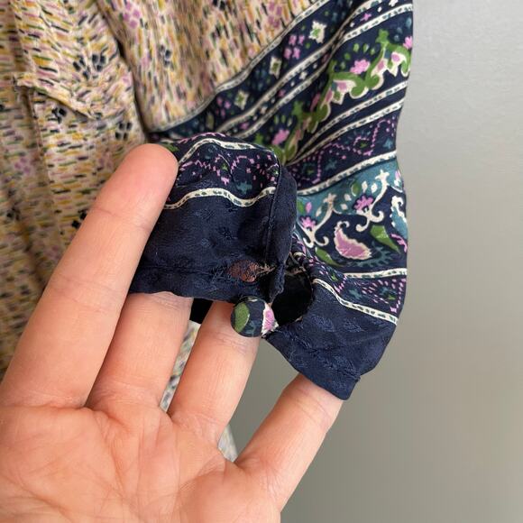 Veronica‎ Beard Lumi Dress Size 2 Silk Cream Beige Blue Floral Ruffles Chic Sexy - Picture 13 of 16